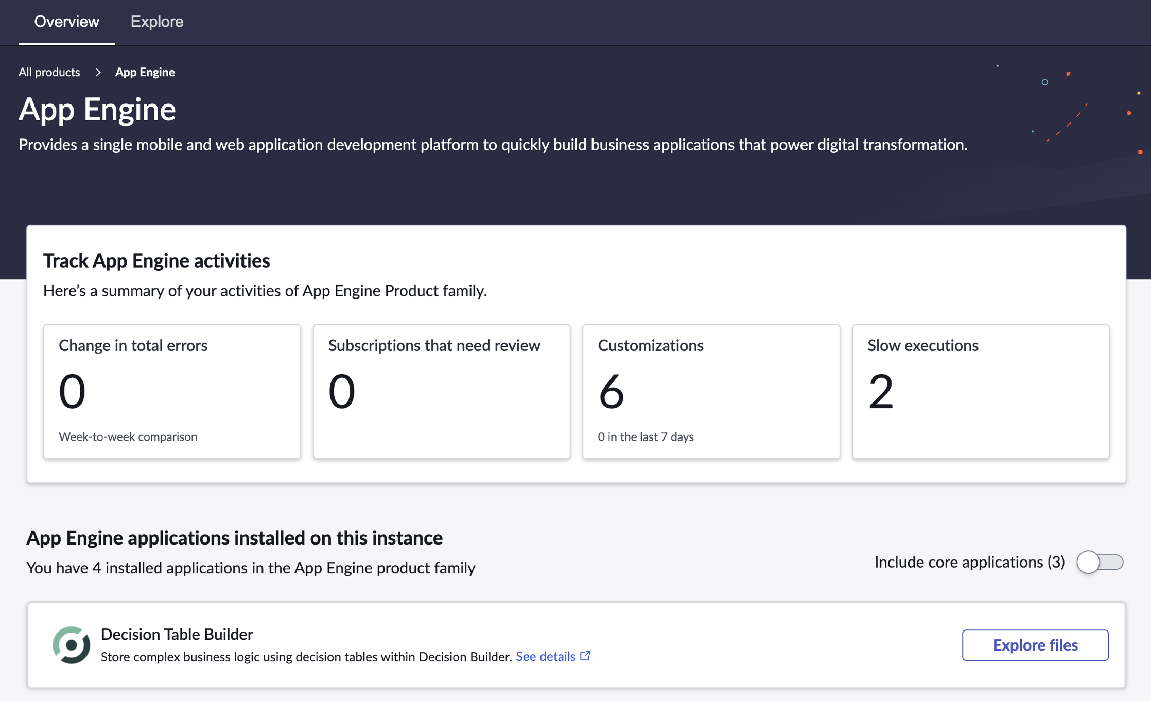 App Engine-Bildschirm.