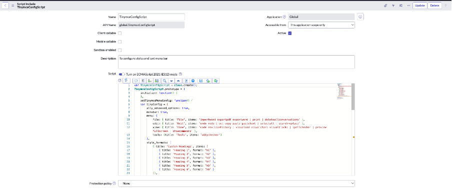 Skripteinbindung für TinymceConfigScript in Buildtools1