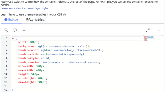 Editor de código de estilos CSS.