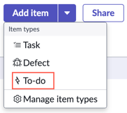 Nouveau type d’élément de travail en tant qu’option sur le tableau CWM.