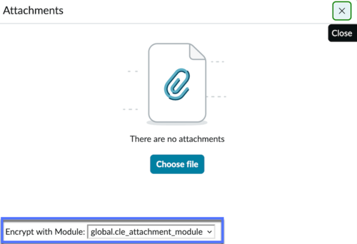 Encrypt with Module drop-down options for attachments.