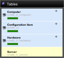 Vue de listes de tables.