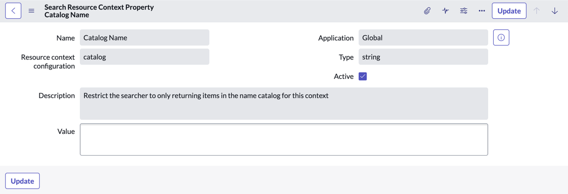 Propriété du contexte de la ressource de recherche