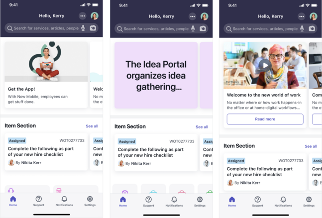 ビデオ、テキスト、およびイメージカードをカルーセル形式で表示するコンテンツ UI セクション