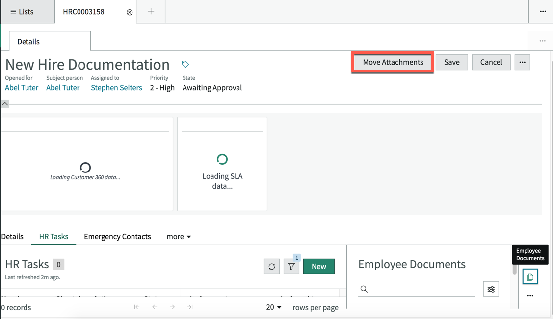 Move employee documents from agent workspace to employee document management