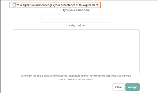 Sign document acknowledgment