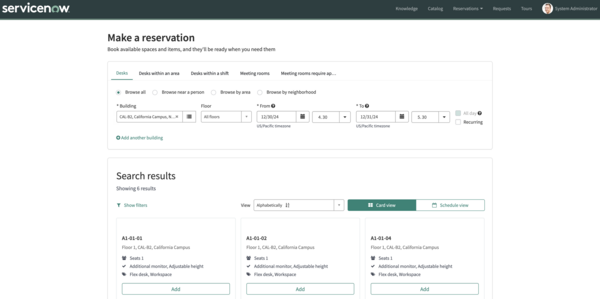 Make a reservation page without the Search button. The search results after adding a location, date, and time are fetched automatically.