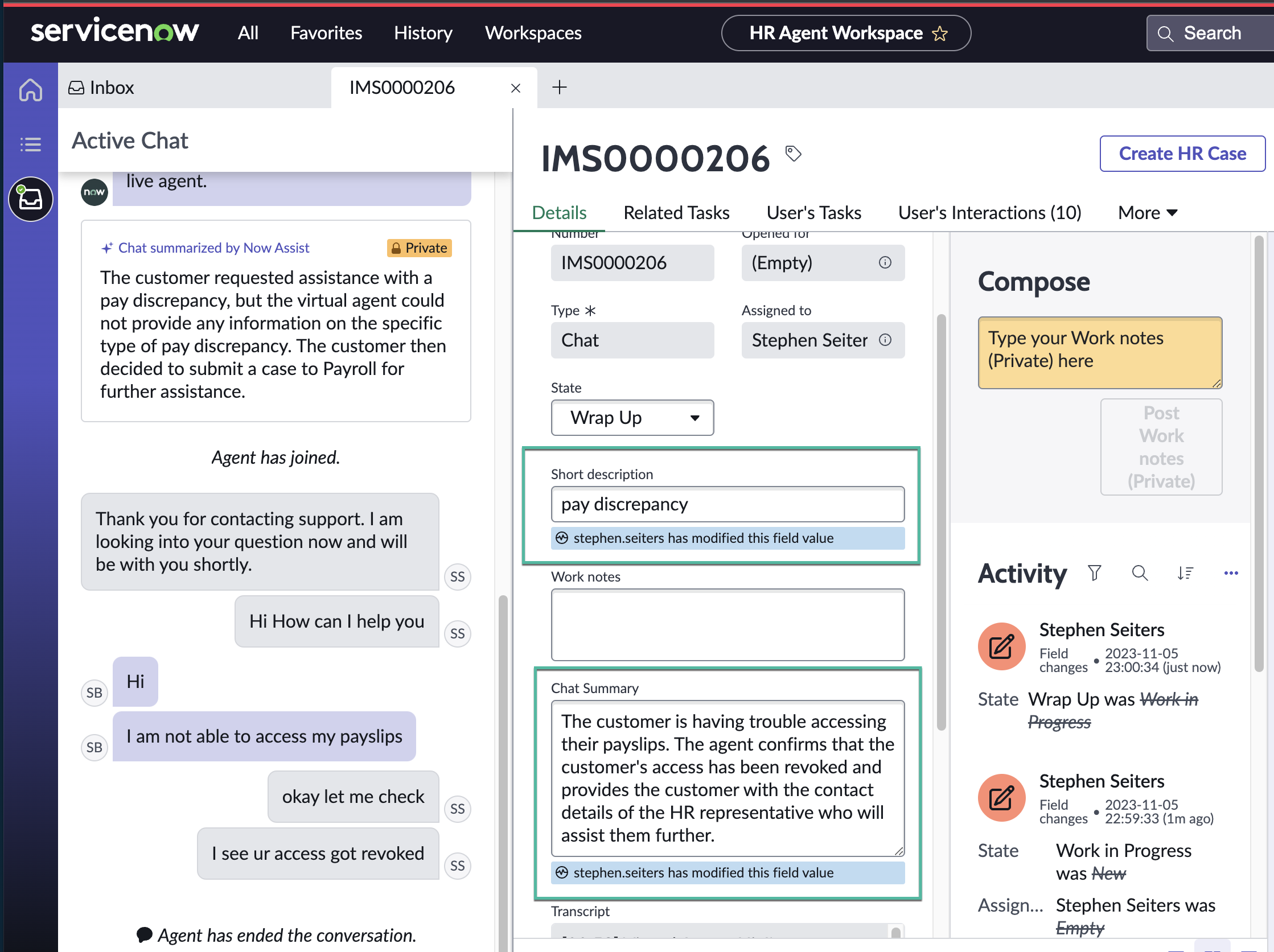 Review the text in theShort description orChat Summary fields and make the necessary changes.