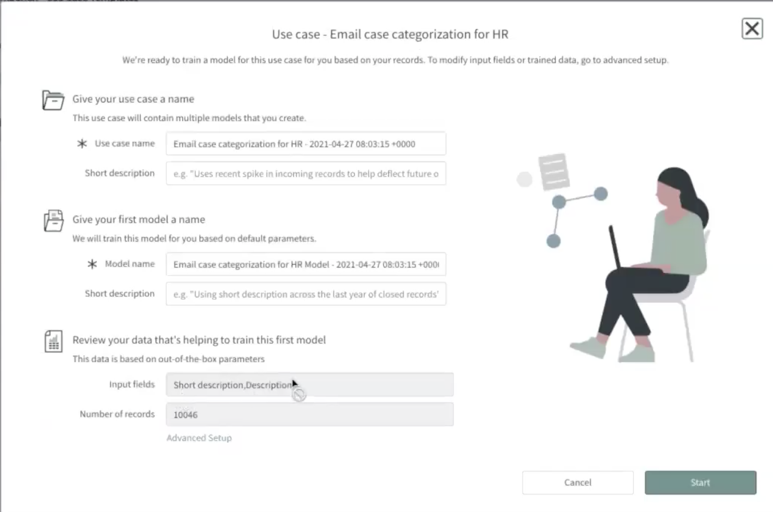 PIWB Email case categorization use case model
