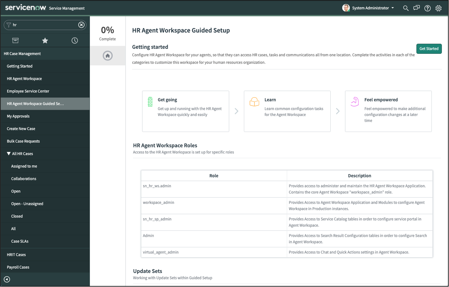 HR Agent WS Guided Setup - Landing page
