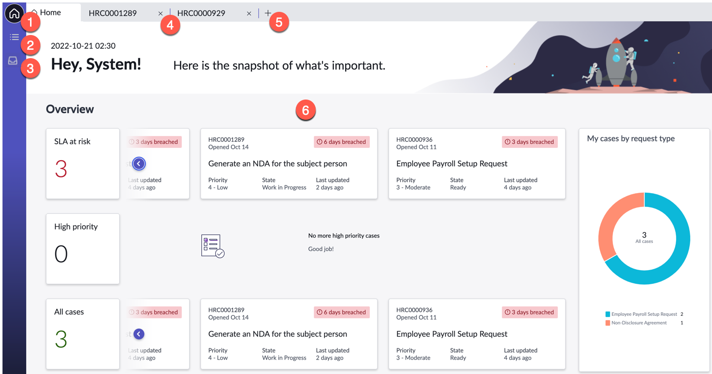 Agent Workspace for HR Case Management - Home page