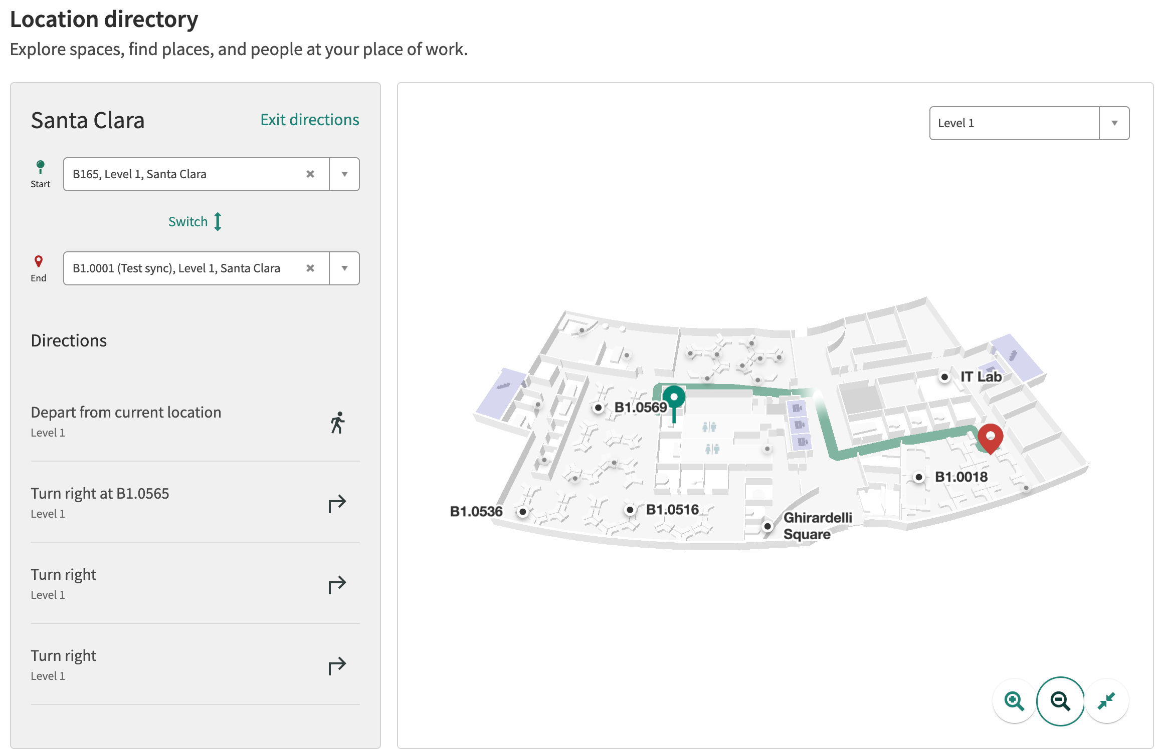 Location directory page
