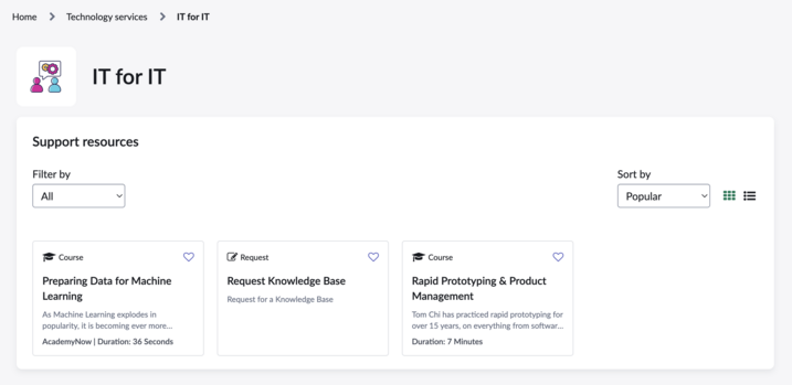 The course appears in the topic content widget.