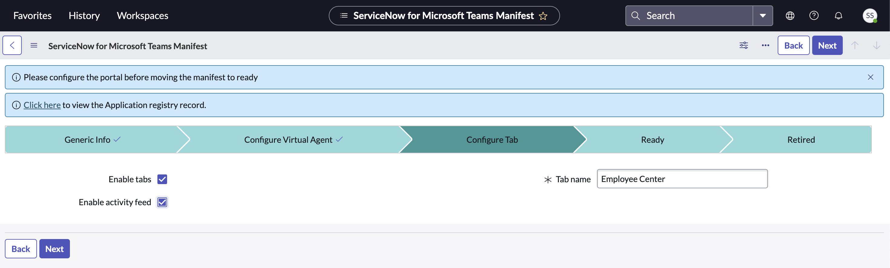 pre-published app configure tab