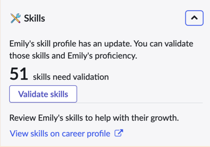 Skill validation section in Manager Hub.