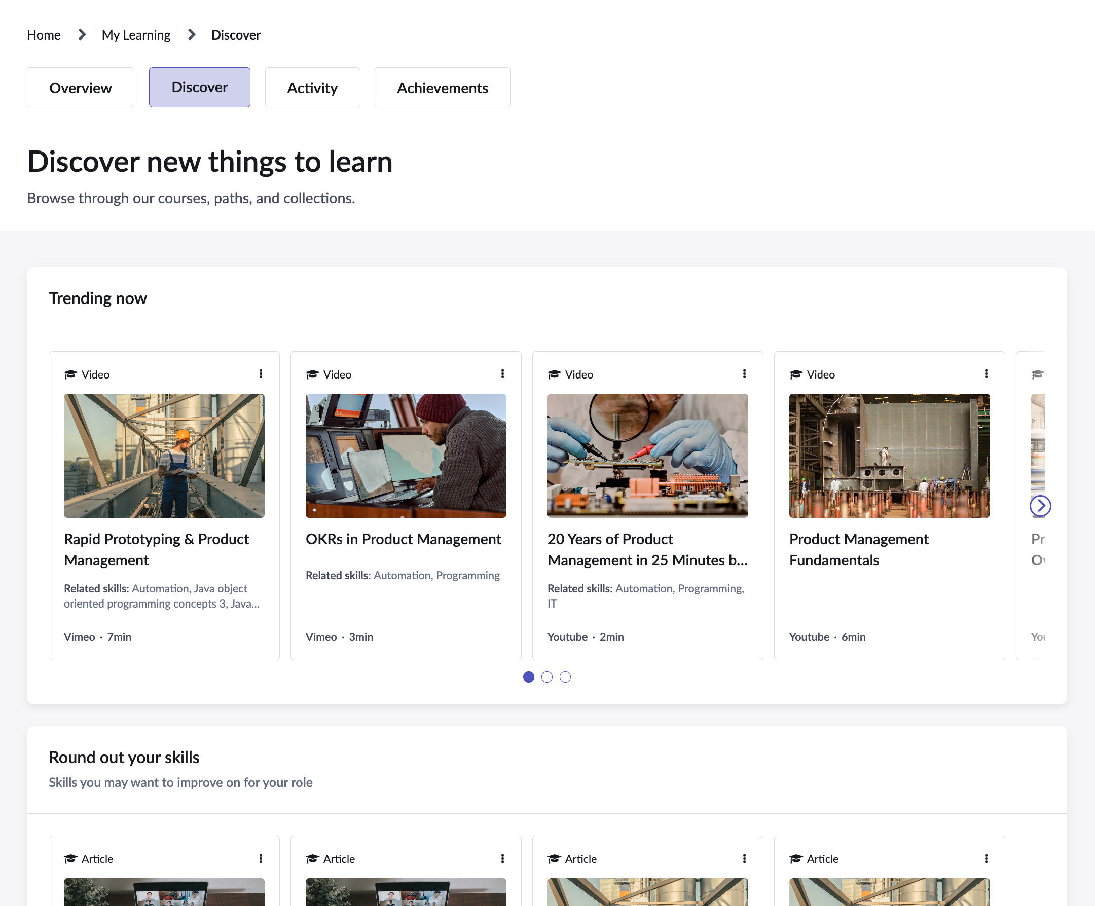 Discover tab