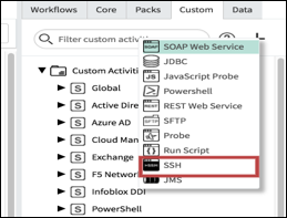 カスタムアクティビティタイプとして SSH を選択します。