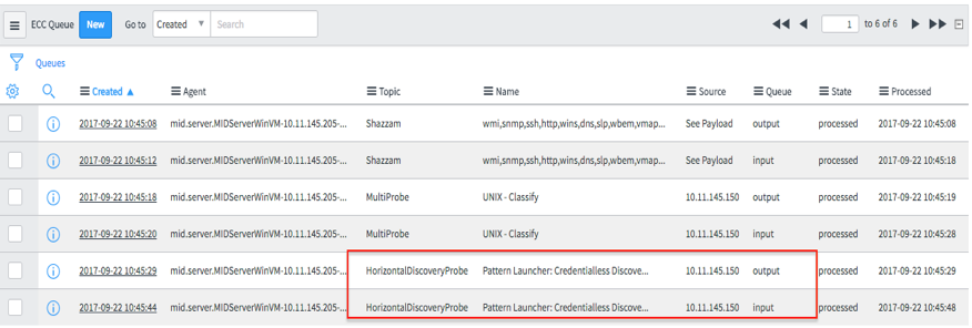 HorizontalDiscoveryProbe の実行中に、ECC キューエントリが作成されます