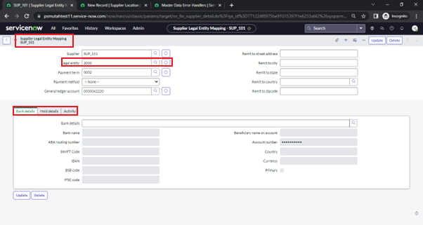 Updating Legal Entity