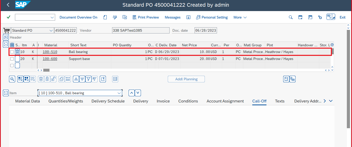 POL cancellation validated in SAP