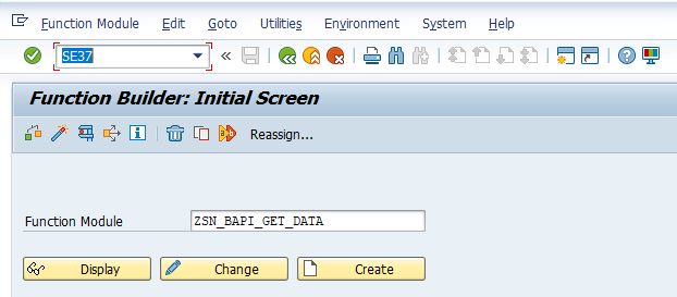 Function Builder Initial Screen
