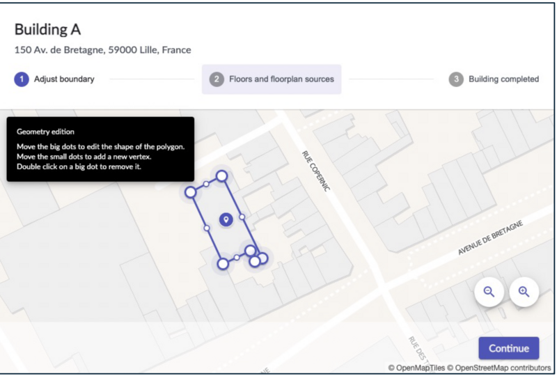 맵에 표시된 건물 위치