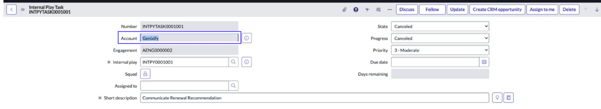 Internal play task - account