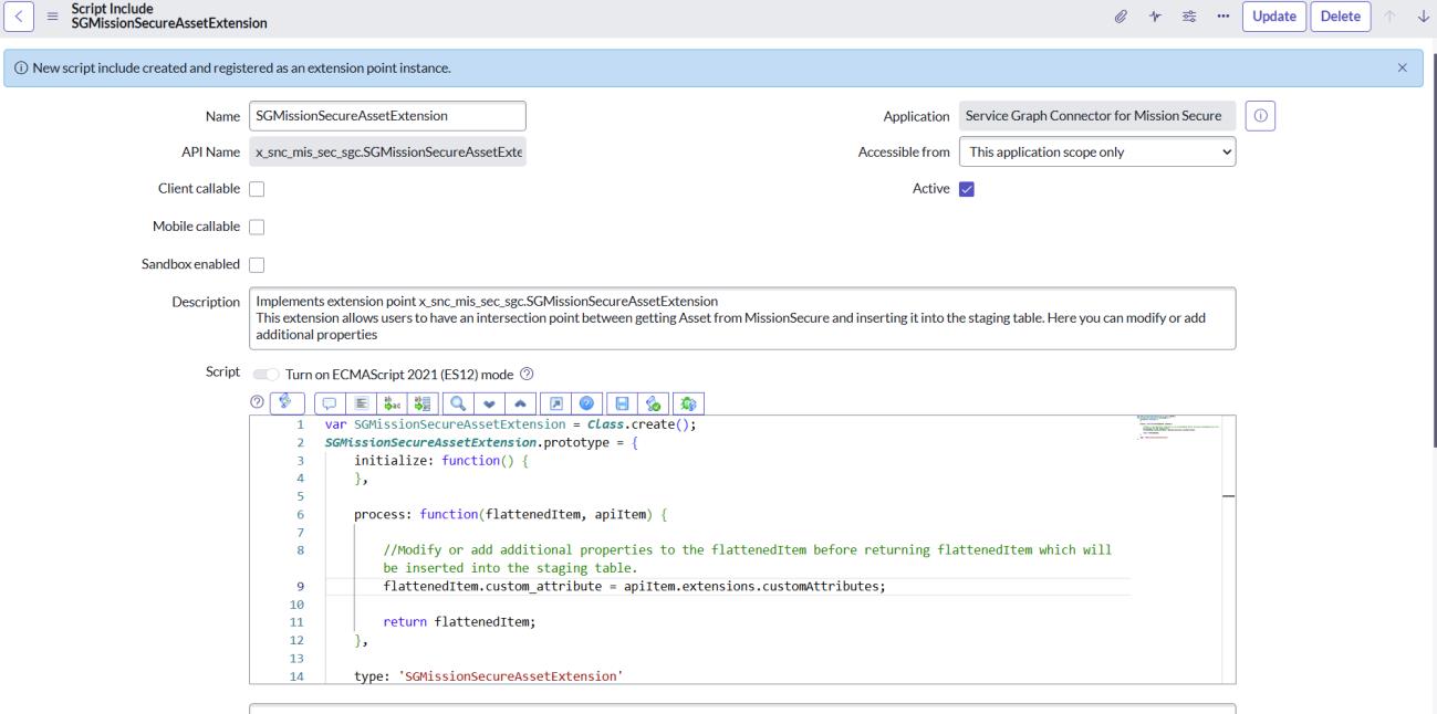 A custom attribute added to the script include