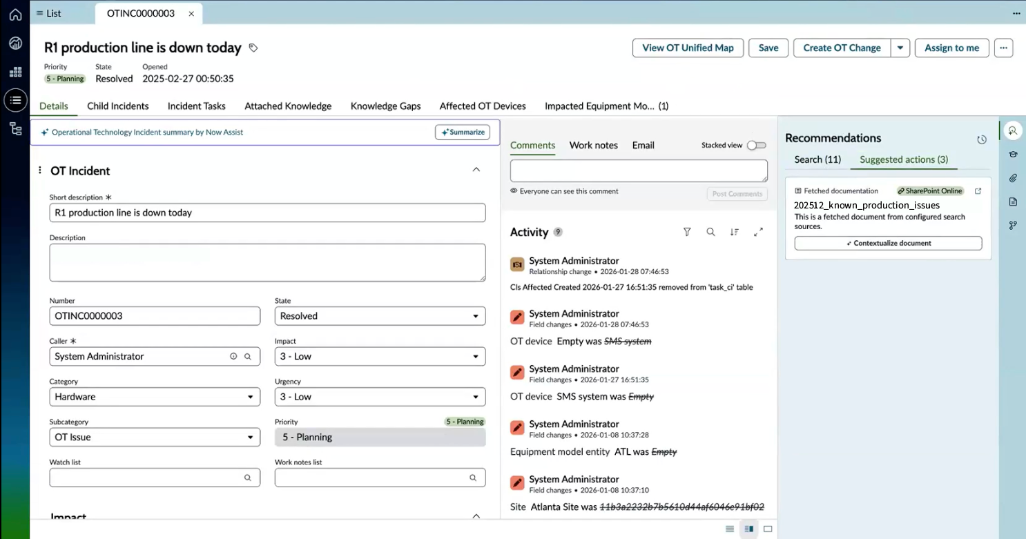 Contextualize document UI action under an external document in the Industrial Workspace