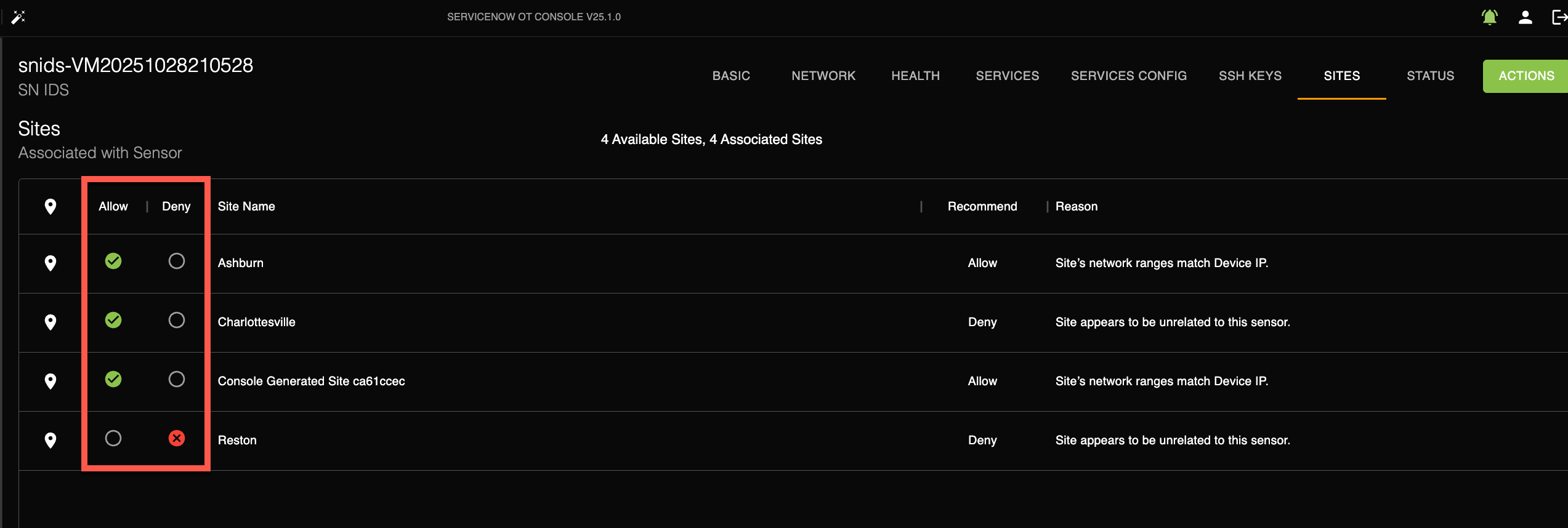 Allow-Deny settings