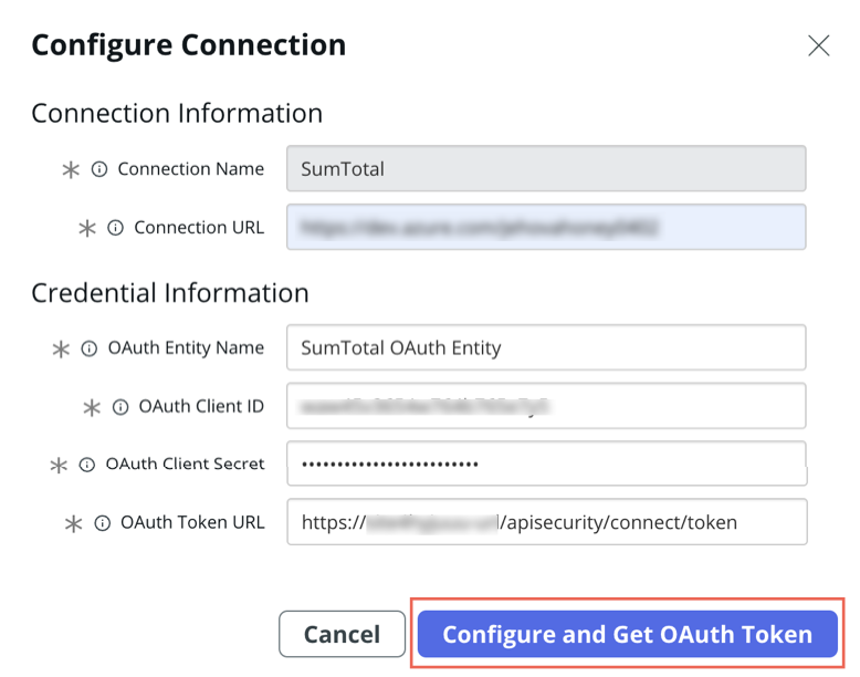 Konfigurieren Sie den SumTotal-Verbindungsdatensatz.