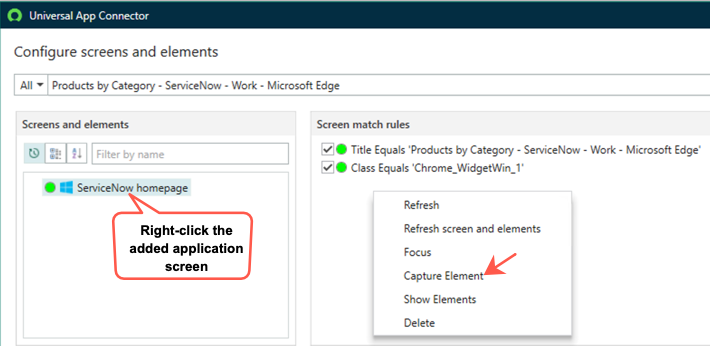 Option „Element erfassen“.