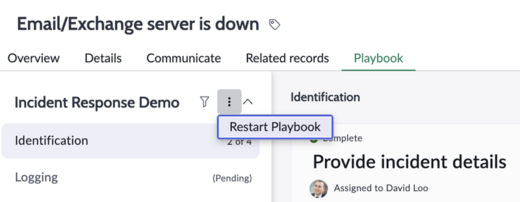 Restarting a playbook during runtime
