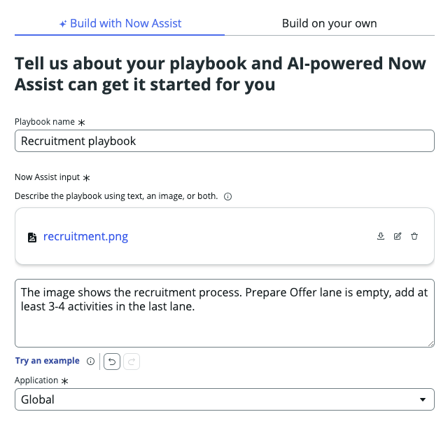 Build a new playbook with Now Assist.