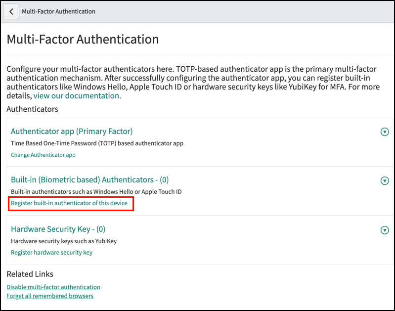 Registrar link da chave de hardware