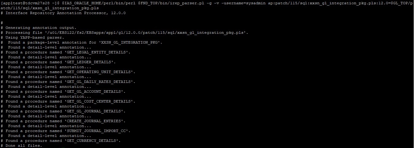 PuTTY terminal showing irep_parser.pl output ending with Done all files.