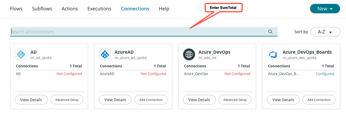 Search SumTotal connection record in Flow Designer.