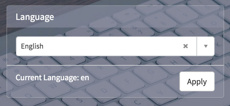 Widget „Sprachwechsel“ mit ausgewähltem Englisch