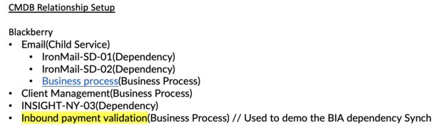 Configuration de la relation CMDB.
