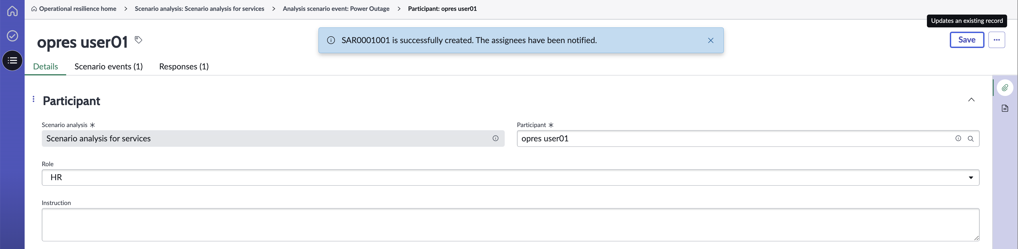 Formulaire du participant.