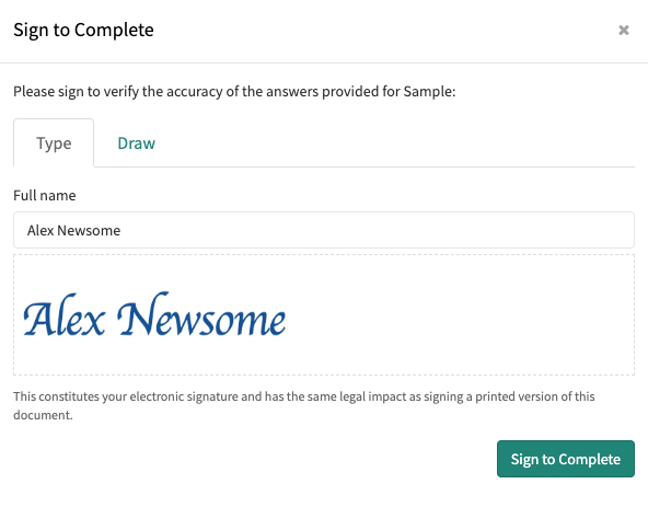 Signez pour terminer.