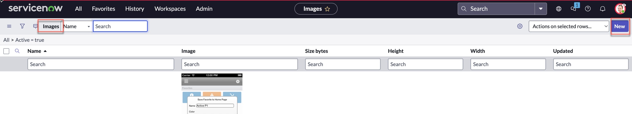 Criar novo registro de imagem