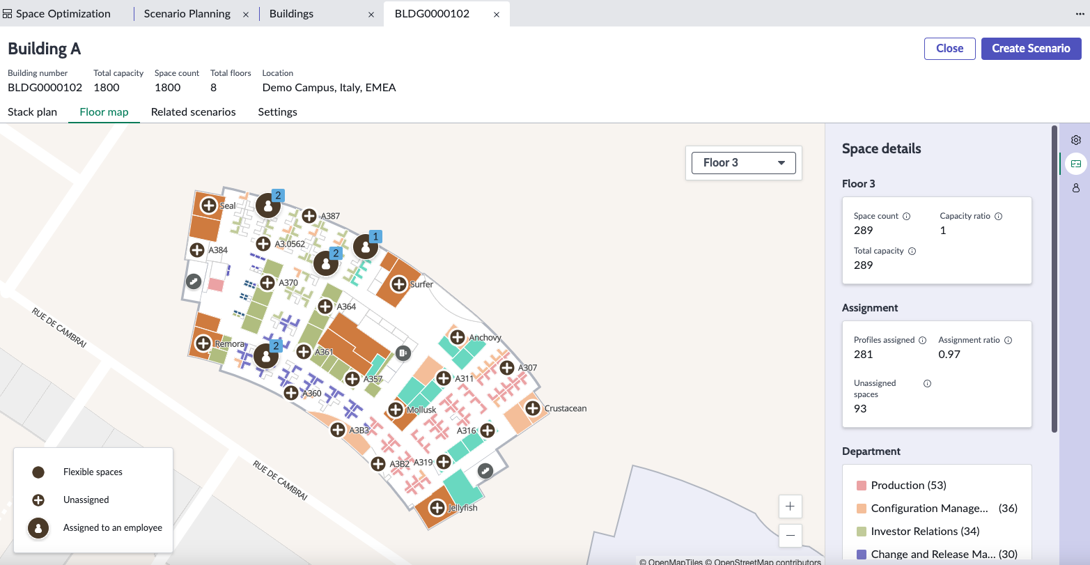 Mapa de piso de um edifício.