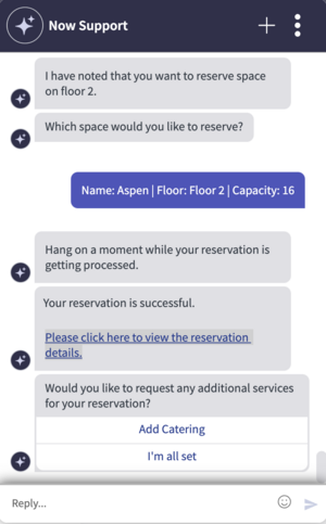 Confirmação de que mostras o link da página Resumo da reserva para exibir os detalhes da reserva.