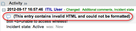 Message HTML non valide