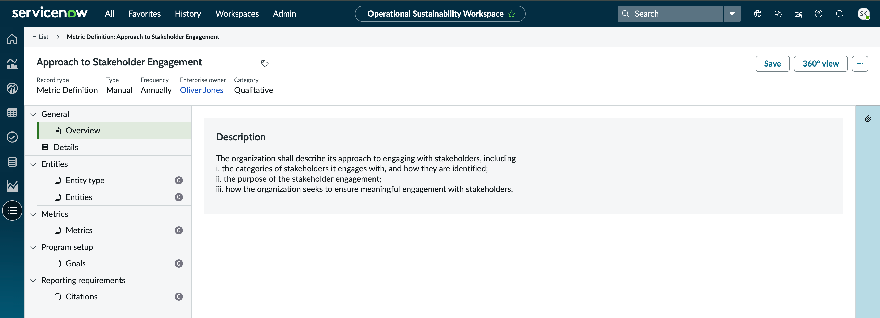 Page Vue d’ensemble des définitions de mesures qualitatives.