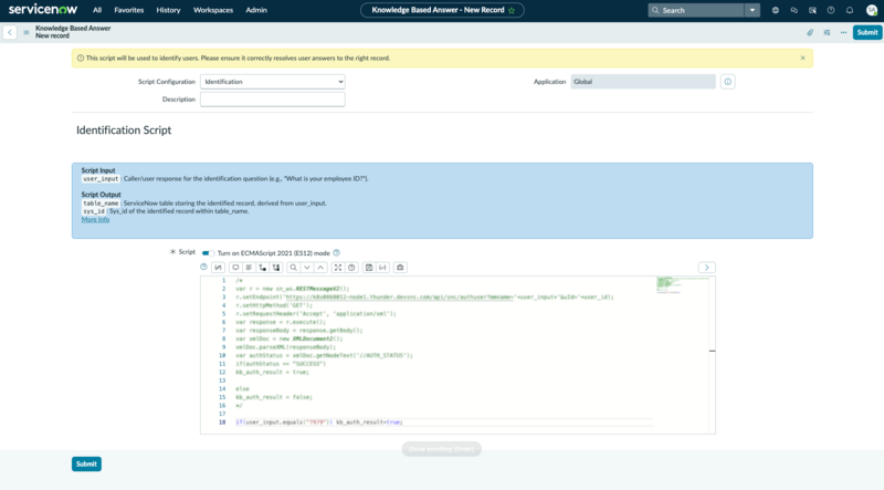 Script Configuration as Identification