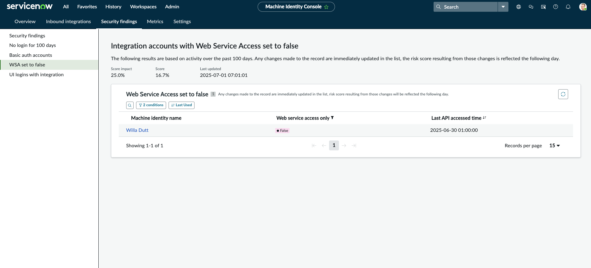 Accounts with WSA set to false