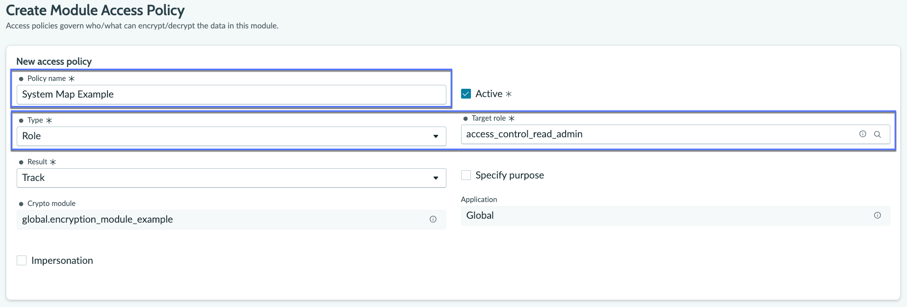 System Module Access Policy Example