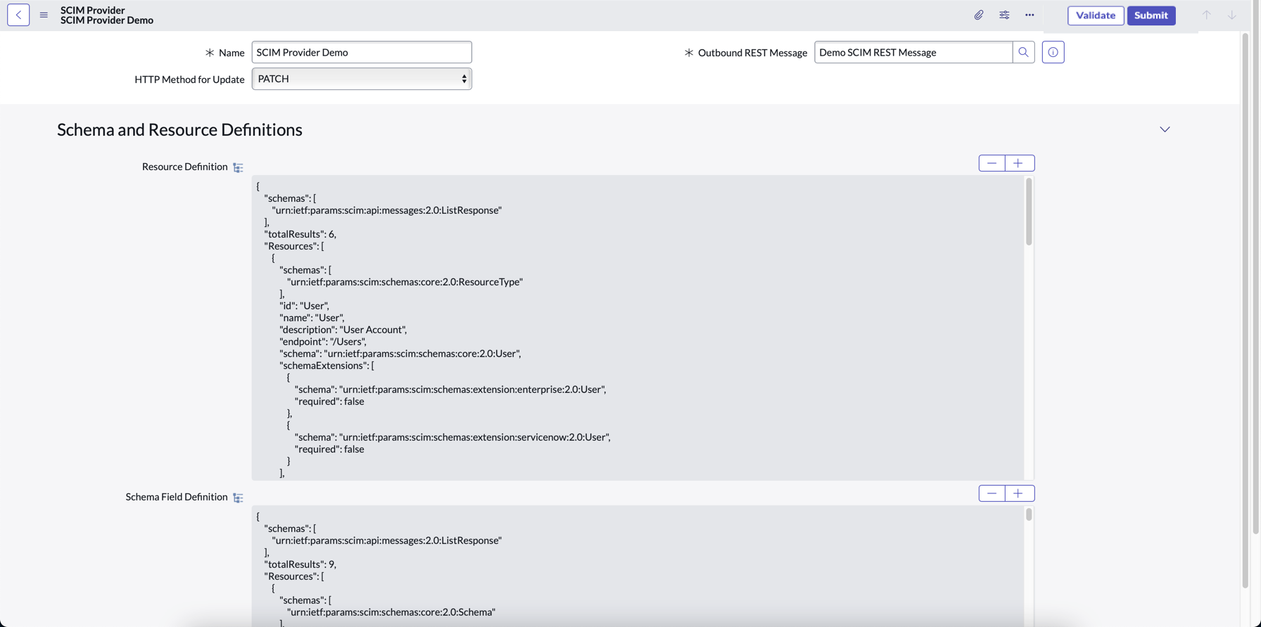 SCIM Provider page